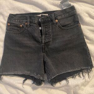 Stylish Black Jean Shorts with Frayed Hem